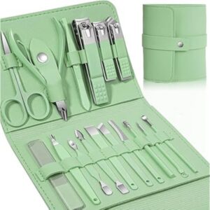 manicure set 16 pcs professional manicure set stainless steel manicure kit with luxury leather case